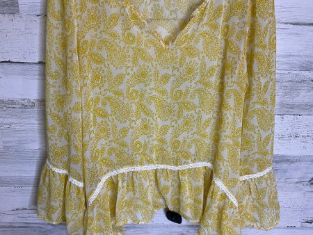 White & Yellow Top Long Sleeve Kori America, Size S Online Hot Sale