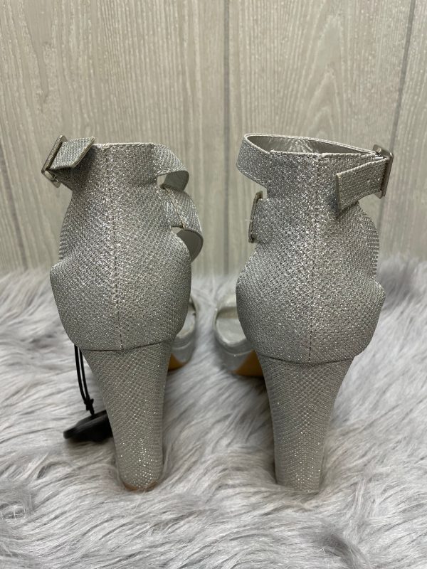 Silver Sandals Heels Block Clothes Mentor, Size 9 Online