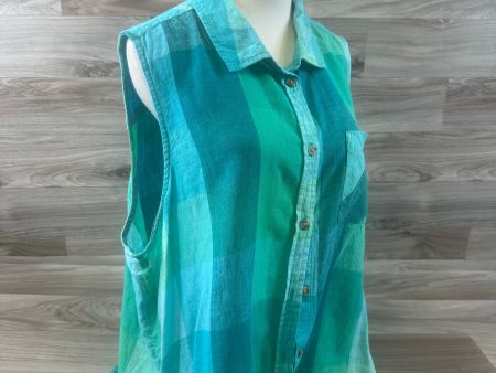 Blue & Green Top Sleeveless Time And Tru, Size Xl on Sale