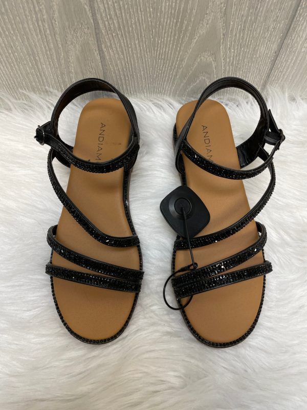 Black Sandals Heels Wedge Andiamo, Size 7 Hot on Sale