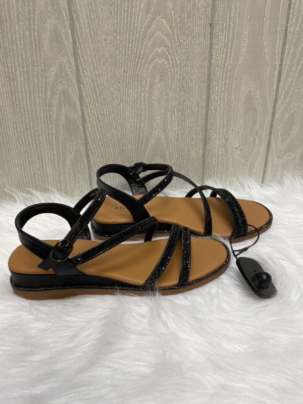 Black Sandals Heels Wedge Andiamo, Size 7 Hot on Sale