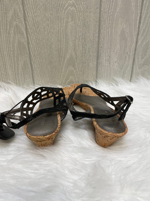 Black & Tan Sandals Heels Wedge Kelly And Katie, Size 7 For Discount