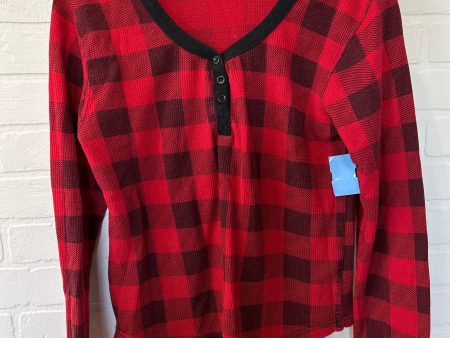 Red Black Top Long Sleeve Basic Clothes Mentor, Size L on Sale