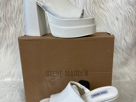 White Sandals Heels Block Steve Madden, Size 10 Online Hot Sale