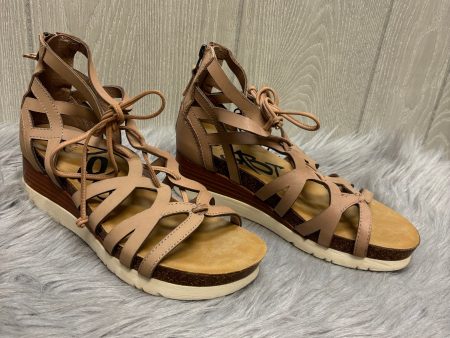 Tan Sandals Heels Wedge Otbt, Size 8 on Sale