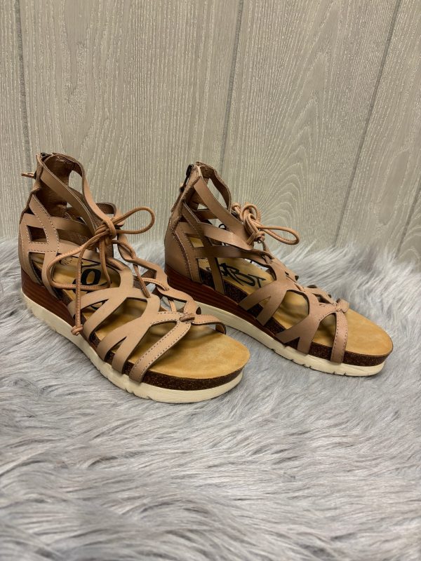 Tan Sandals Heels Wedge Otbt, Size 8 on Sale