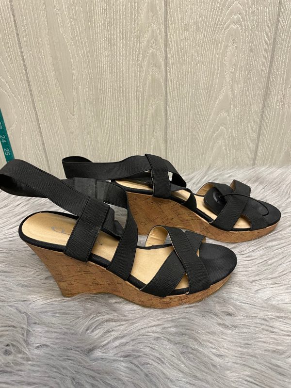 Black Sandals Heels Wedge Cl By Chinese Laundry, Size 9 Sale