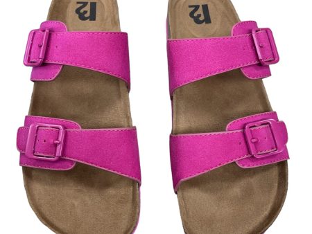 Pink & Tan Sandals Flats Clothes Mentor, Size 9 on Sale