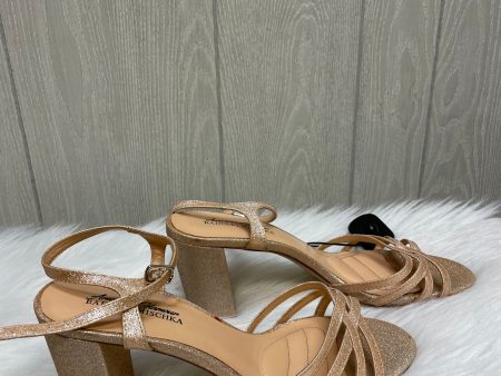 Rose Gold Sandals Heels Block Badgley Mischka, Size 10 For Sale