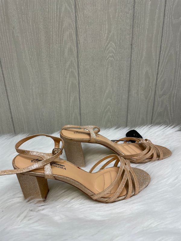 Rose Gold Sandals Heels Block Badgley Mischka, Size 10 For Sale