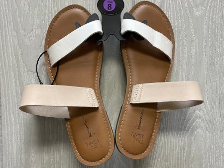 Tan & White Sandals Flats Time And Tru, Size 8 on Sale