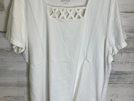 White Top Short Sleeve Denim And Company, Size 1x Hot on Sale