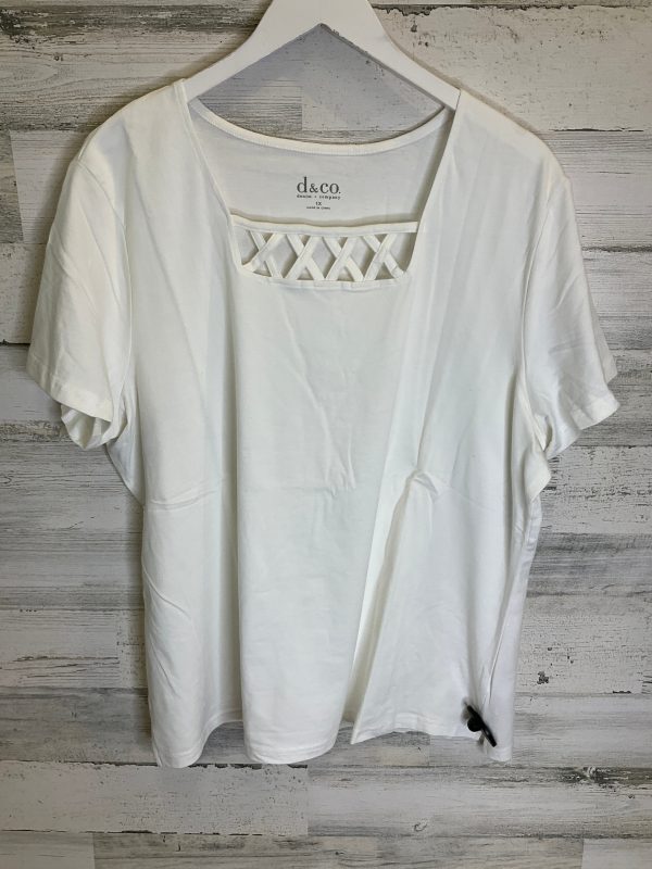 White Top Short Sleeve Denim And Company, Size 1x Hot on Sale