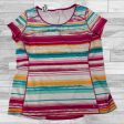 Striped Pattern Athletic Top Short Sleeve Lands End, Size L on Sale