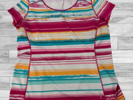 Striped Pattern Athletic Top Short Sleeve Lands End, Size L on Sale