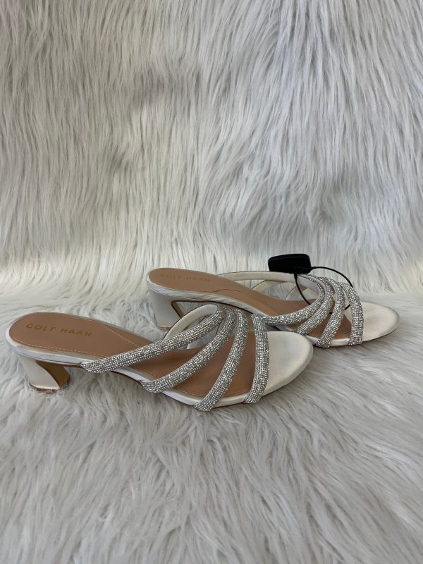 Silver & White Sandals Heels Kitten Cole-haan, Size 10 Discount