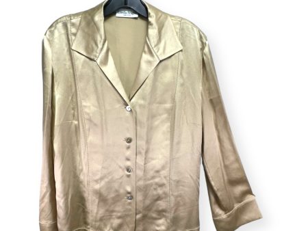 100% Silk Gold Top Long Sleeve Lorella Braglia, Size L Cheap