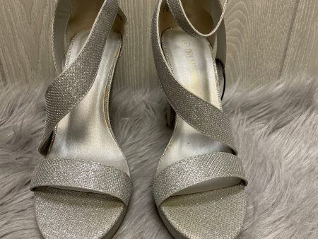 Silver Sandals Heels Block Clothes Mentor, Size 9 Online