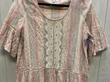 Striped Pattern Top Short Sleeve Easel, Size S Discount