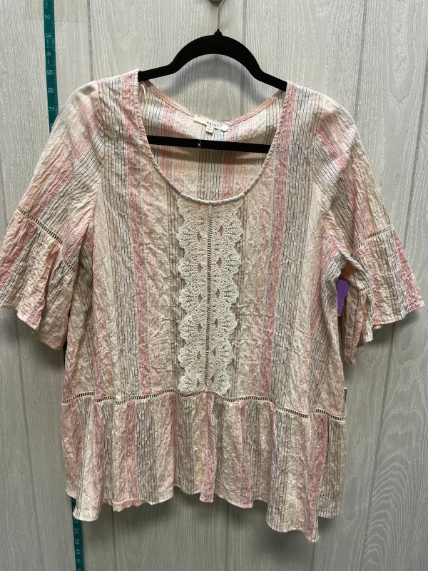 Striped Pattern Top Short Sleeve Easel, Size S Discount