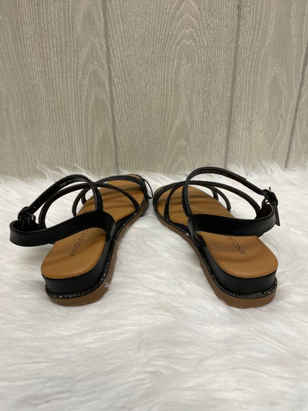 Black Sandals Heels Wedge Andiamo, Size 7 Hot on Sale