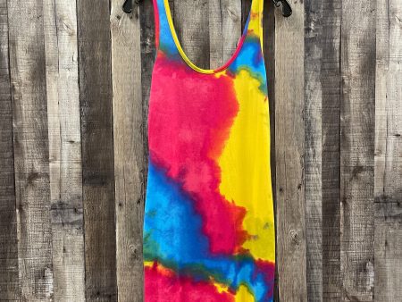 Tie Dye Print Dress Casual Midi Cme, Size L For Sale