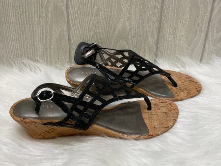 Black & Tan Sandals Heels Wedge Kelly And Katie, Size 7 For Discount