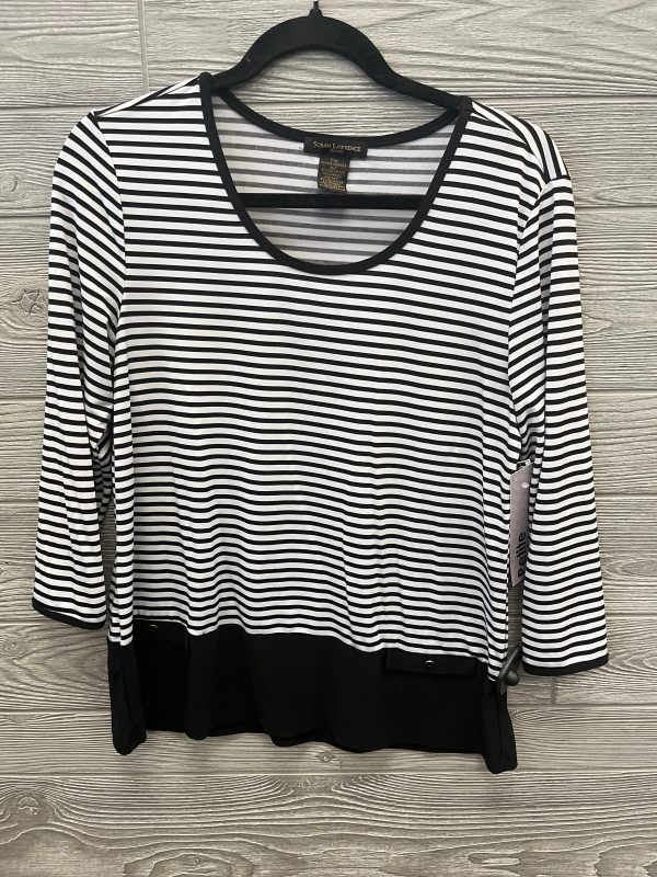 Striped Pattern Top Long Sleeve Susan Lawrence, Size Petite  M Cheap