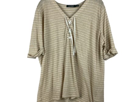 Tan Top Short Sleeve Lauren By Ralph Lauren, Size 2x on Sale