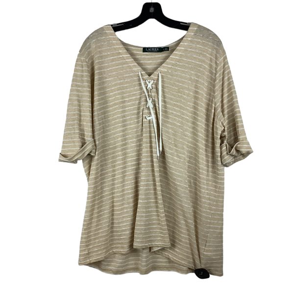 Tan Top Short Sleeve Lauren By Ralph Lauren, Size 2x on Sale