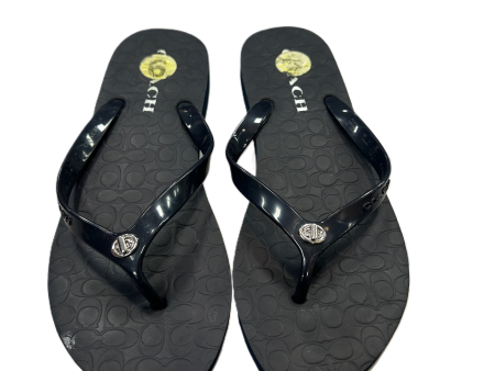 Black Sandals Flip Flops By Coach, Size: 6 on Sale