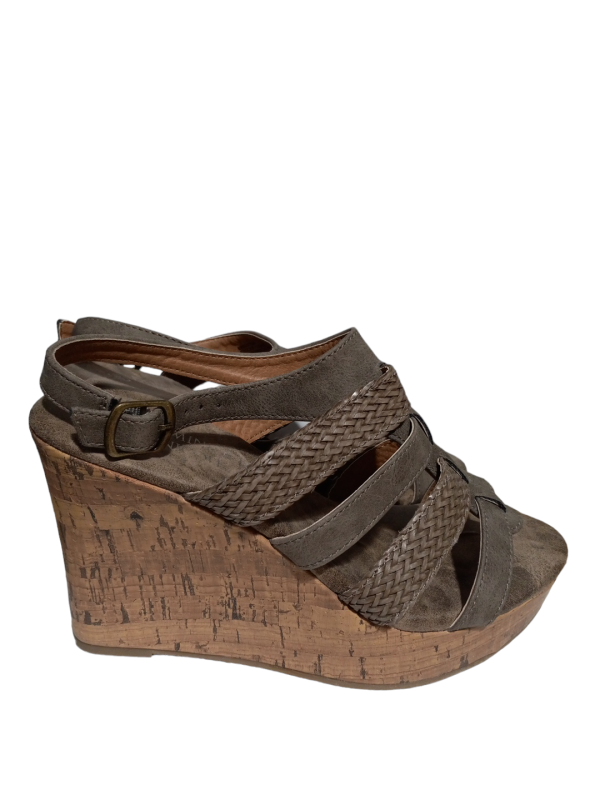 Taupe Sandals Heels Wedge Clothes Mentor, Size 8 For Cheap