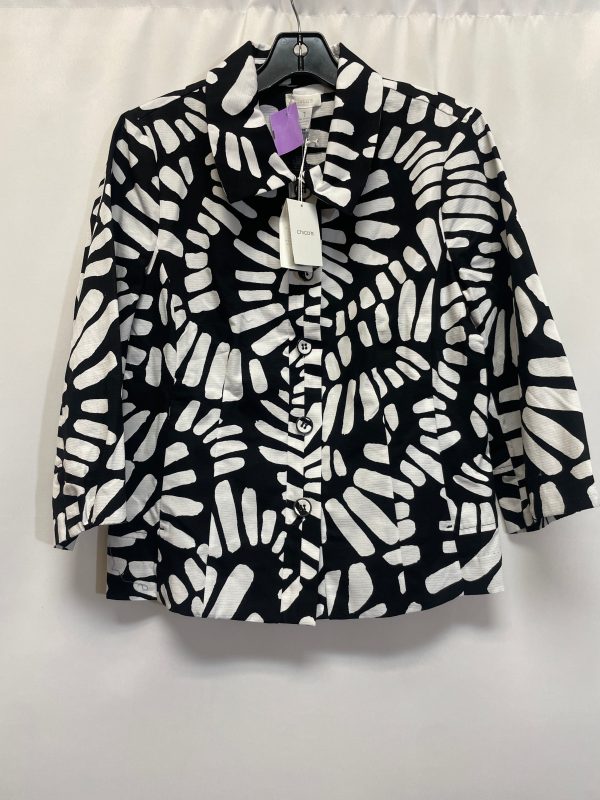 Black & White Blazer Chicos, Size M on Sale