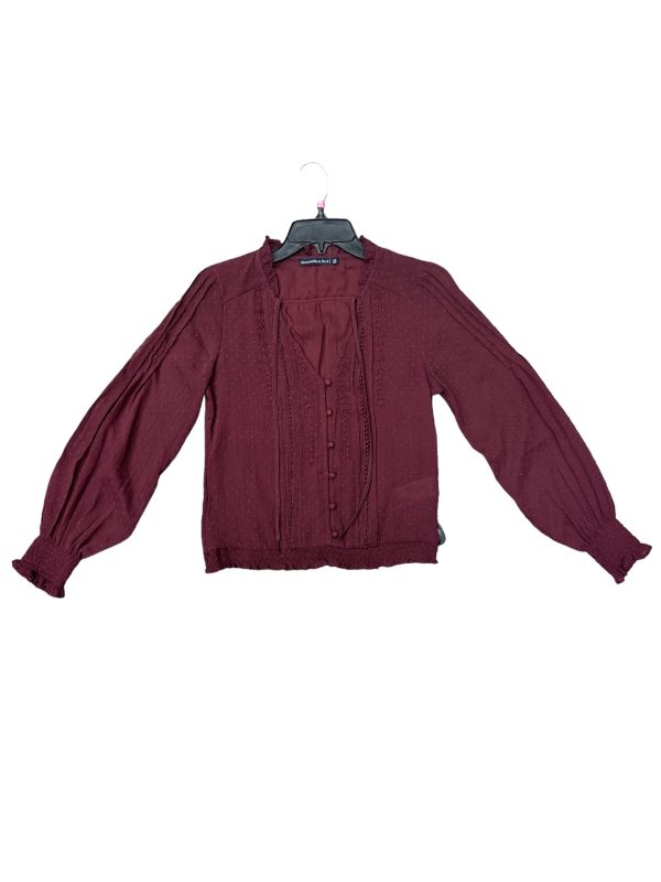 Red Blouse Long Sleeve Abercrombie And Fitch, Size Xs on Sale