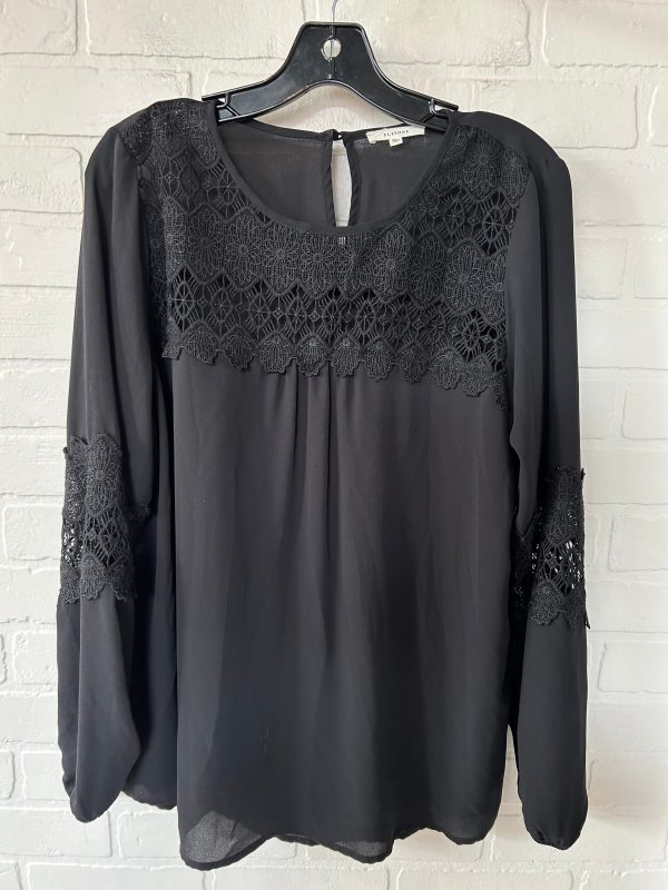 Black Top Long Sleeve Pleione, Size M Online Sale