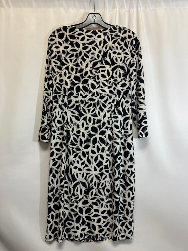 Black & White Dress Casual Midi Lauren By Ralph Lauren, Size L Discount