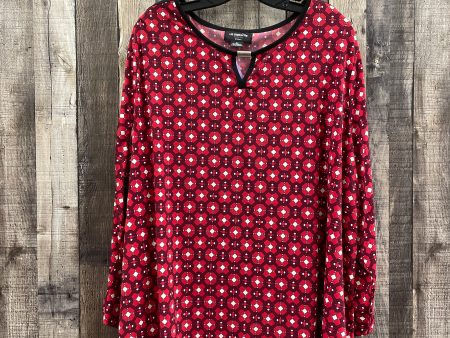 Red Top Long Sleeve Liz Claiborne, Size 3x Hot on Sale