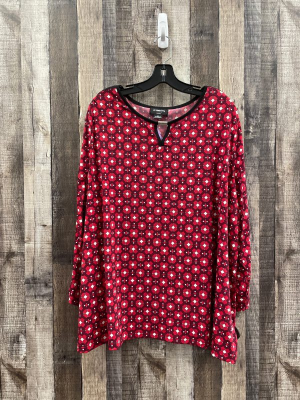 Red Top Long Sleeve Liz Claiborne, Size 3x Hot on Sale