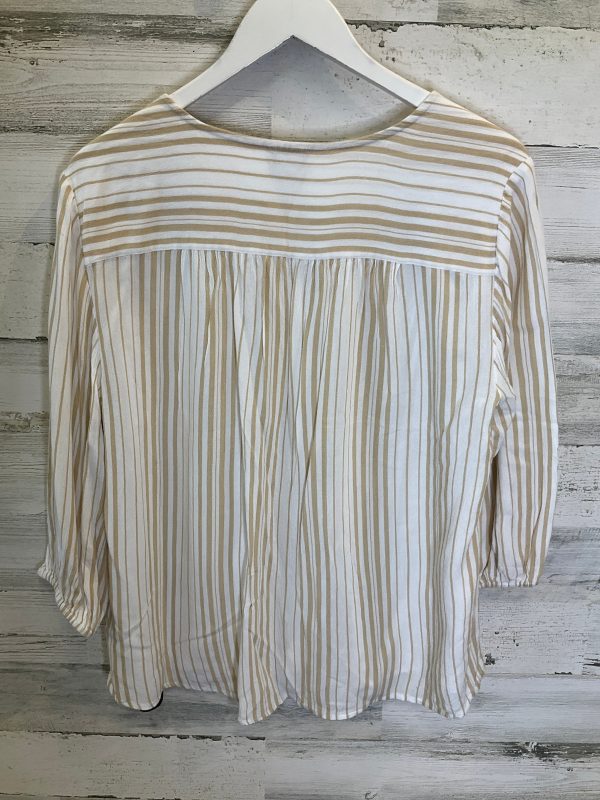 Tan & White Top Long Sleeve Chicos, Size L on Sale