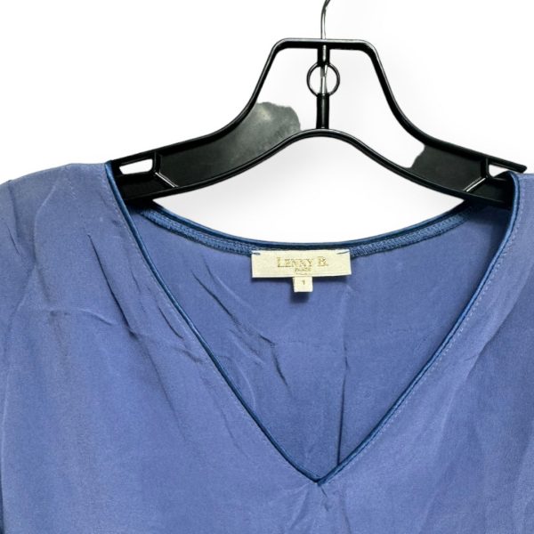 100% Silk Blue Blouse Long Sleeve Lenny B., Size S Supply