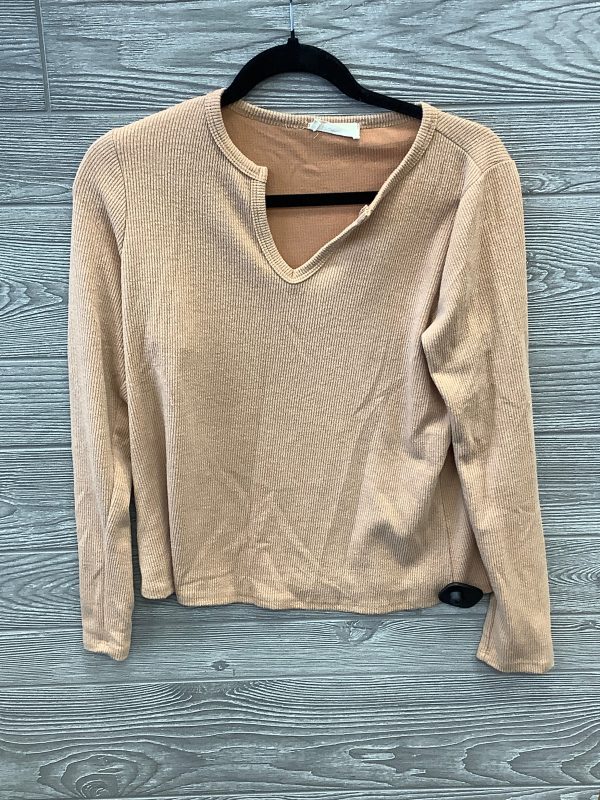 Tan Top Long Sleeve Clothes Mentor, Size L For Sale