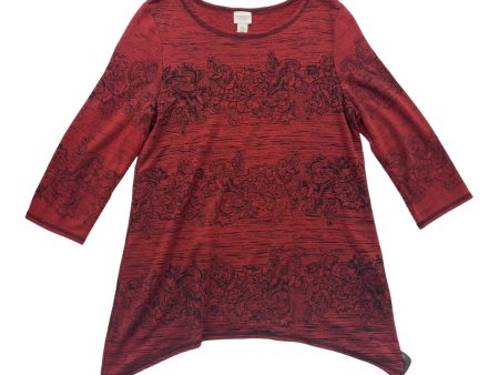 Black & Red Top Long Sleeve Chicos, Size S For Sale