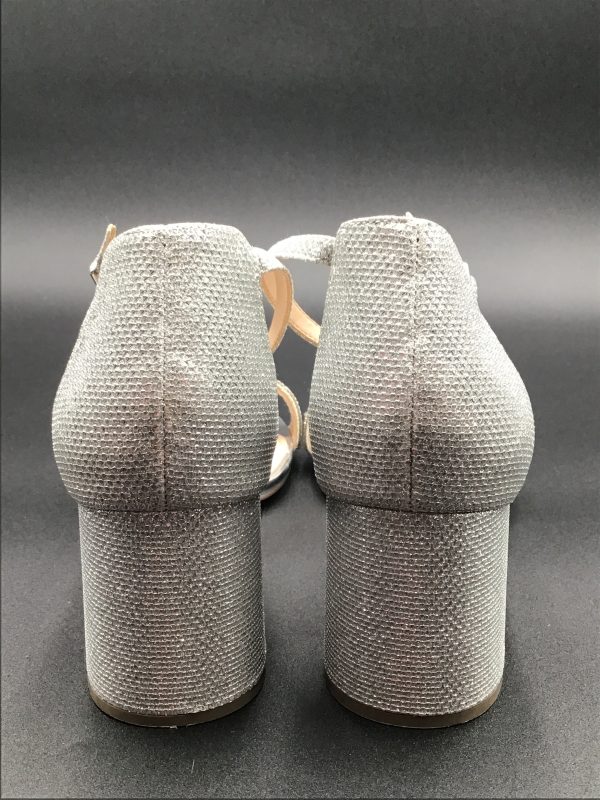 Silver Sandals Heels Block Nina, Size 11 Hot on Sale