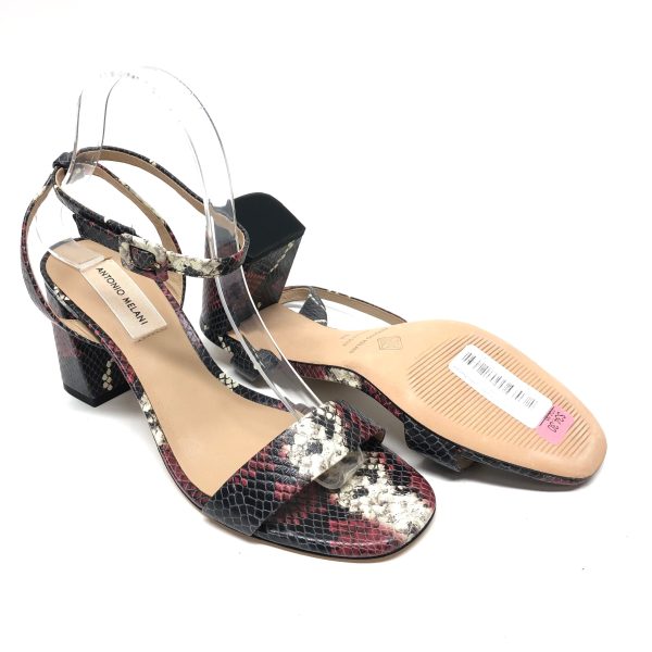 Snakeskin Print Sandals Heels Block Antonio Melani, Size 8 For Cheap