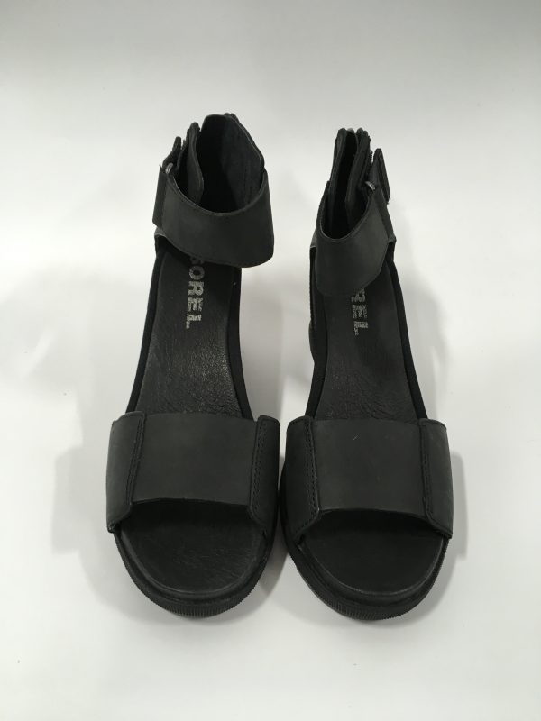 Black Sandals Heels Wedge Sorel, Size 8.5 For Sale