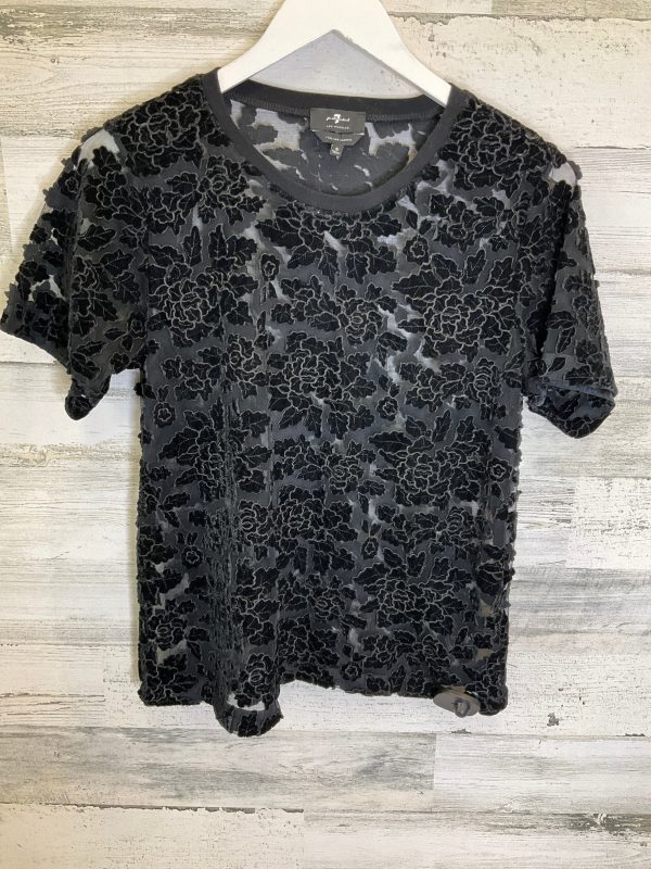 Black Blouse Short Sleeve 7 For All Mankind, Size S Supply