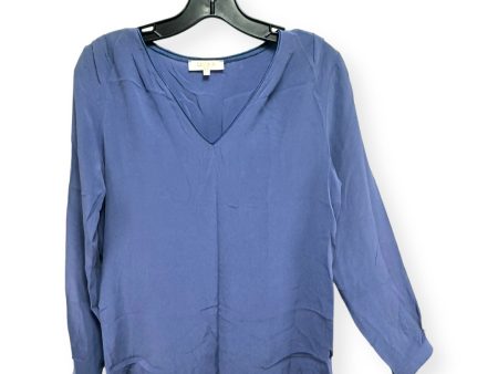 100% Silk Blue Blouse Long Sleeve Lenny B., Size S Supply