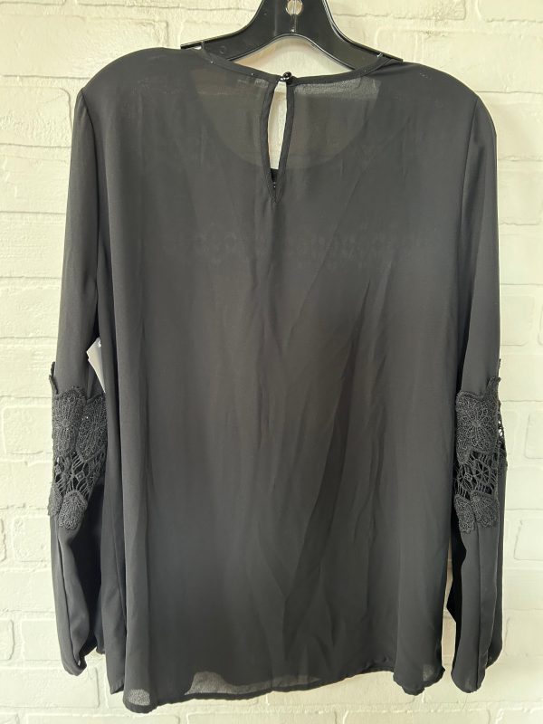 Black Top Long Sleeve Pleione, Size M Online Sale