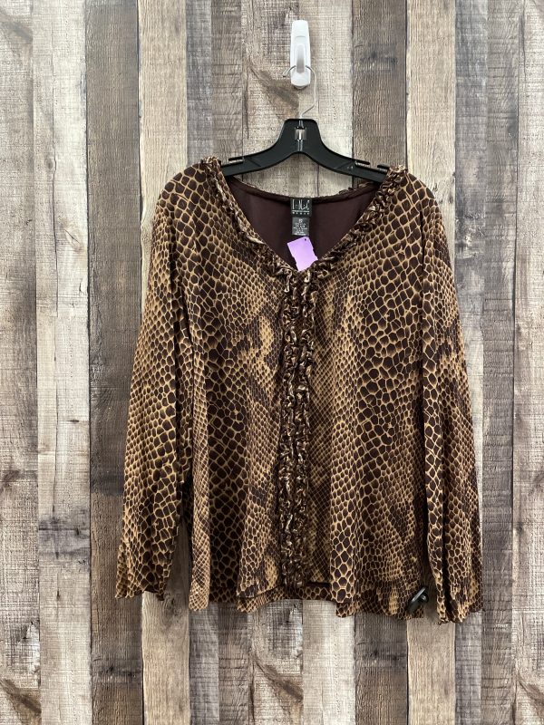 Snakeskin Print Top Long Sleeve Inc, Size 2x For Discount