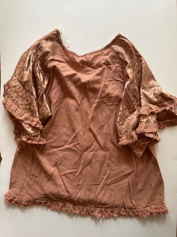 Beige Blouse Short Sleeve Umgee, Size S Discount